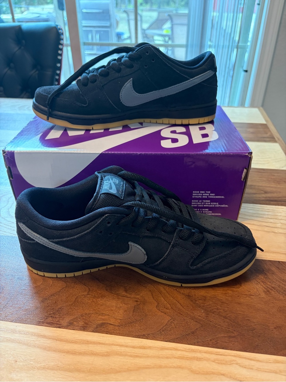 Nike SB Dunk Low Pro “Fog” in Black/Cool Grey, men’s size 9
